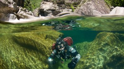 Diver at a Swiss Lake