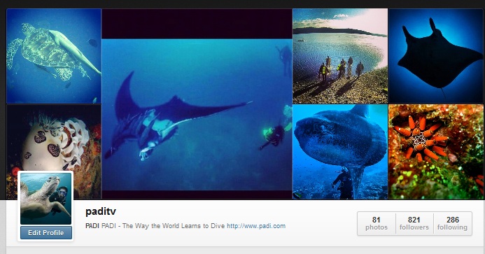 PADI Instagram page