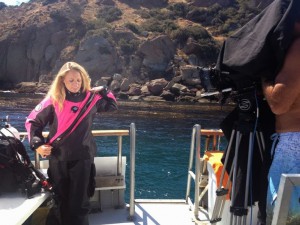 Niccole Sherman PADI behind the scenes dry suit photo