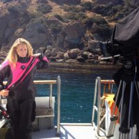 Niccole Sherman PADI behind the scenes dry suit photo