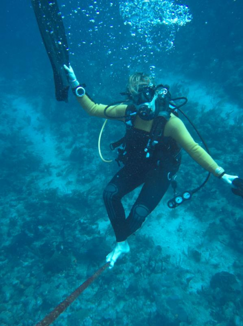 walking a tightrobe underwater