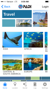 PADI App Travel 