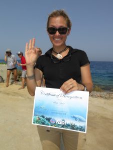 Anna with PADI Certificate of Recognition