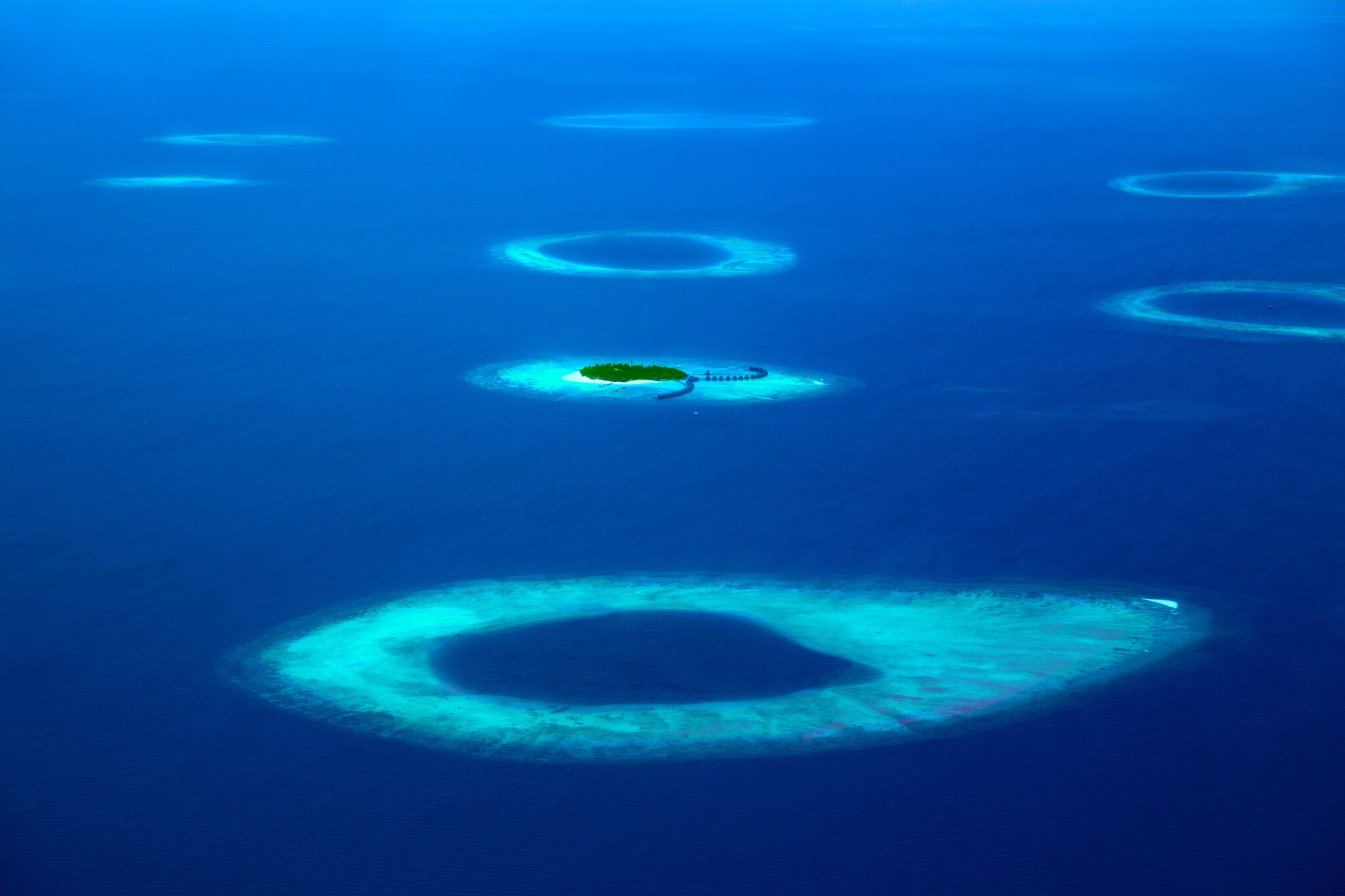 the maldives from above, one of the best liveaboard destinations for advanced divers