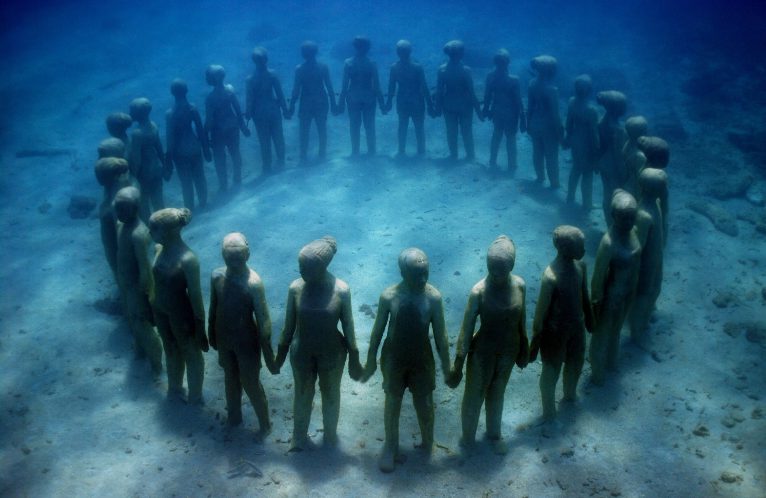 The Underwater Sculpture Park in Grenada, an underwater museum which is one of the fun things to do while scuba diving