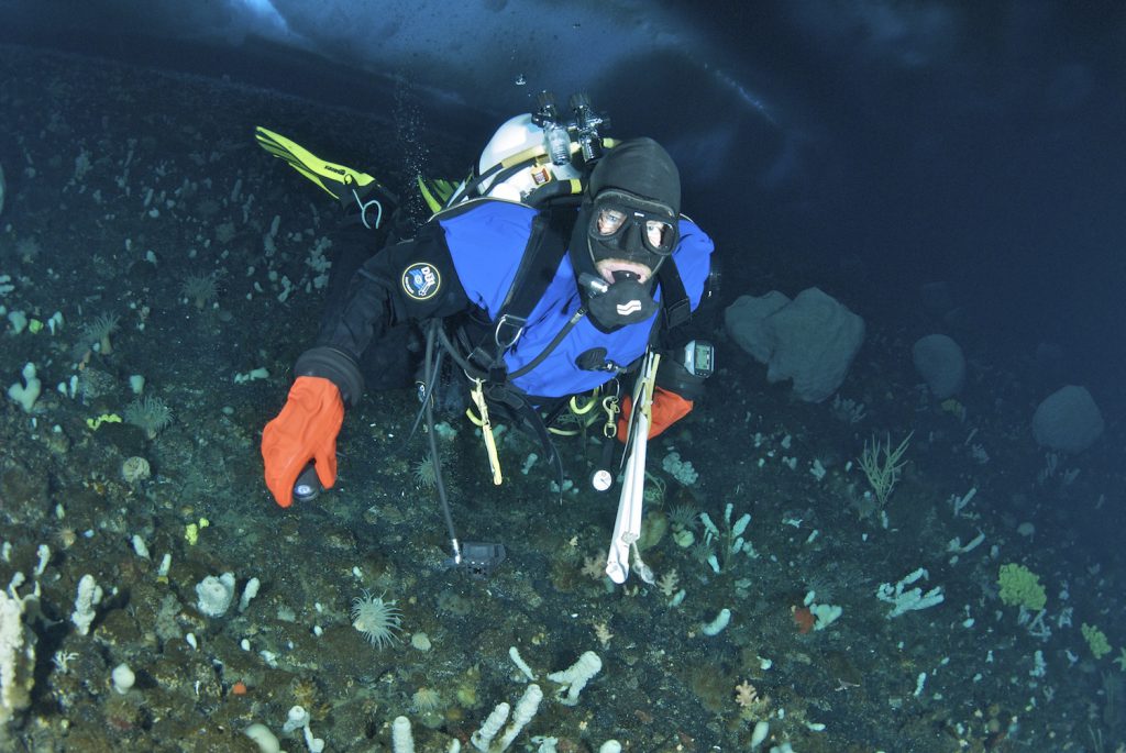 Rob Robbins under the ice, Arrival Heights, McMurdo Sound, Ross Sea, Antarctica