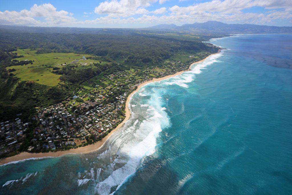 aerial photo of coast oahu's north shore best diving in hawaii