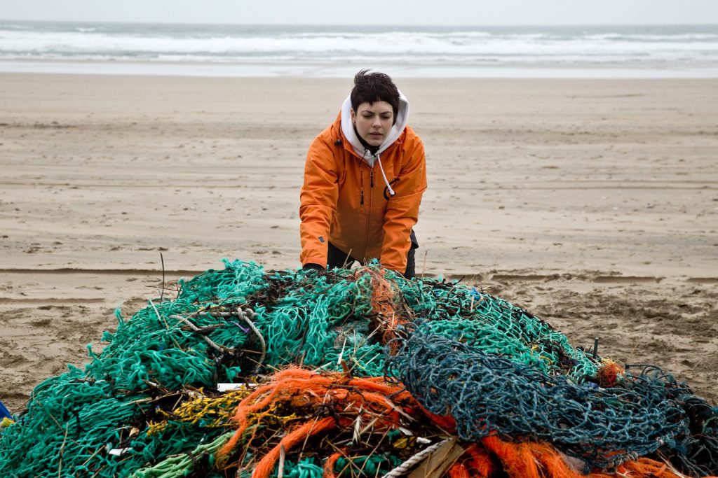 Ghost gear collected during a beach clean-up by GGGI participants World Animal Protection and Surfers Against Sewage on Perranporth beach, Cornwall, UK. © World Animal Protection/Greg Martin