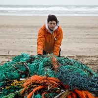 Ghost gear collected during a beach clean-up by GGGI participants World Animal Protection and Surfers Against Sewage on Perranporth beach, Cornwall, UK. © World Animal Protection/Greg Martin