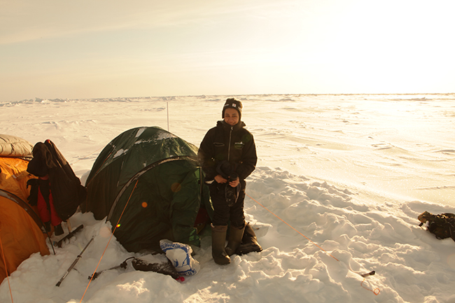 Miriam and her tent - Diving the North Pole