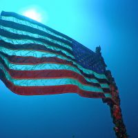USA flag scuba diving