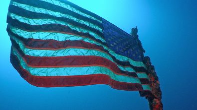 USA flag scuba diving