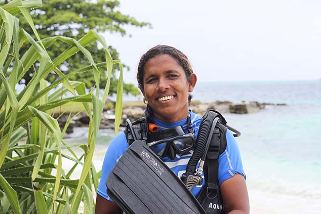 Zoona Naseem the first female PADI Course Director in the Maldives and who has achieved the highest PADI diver certifications