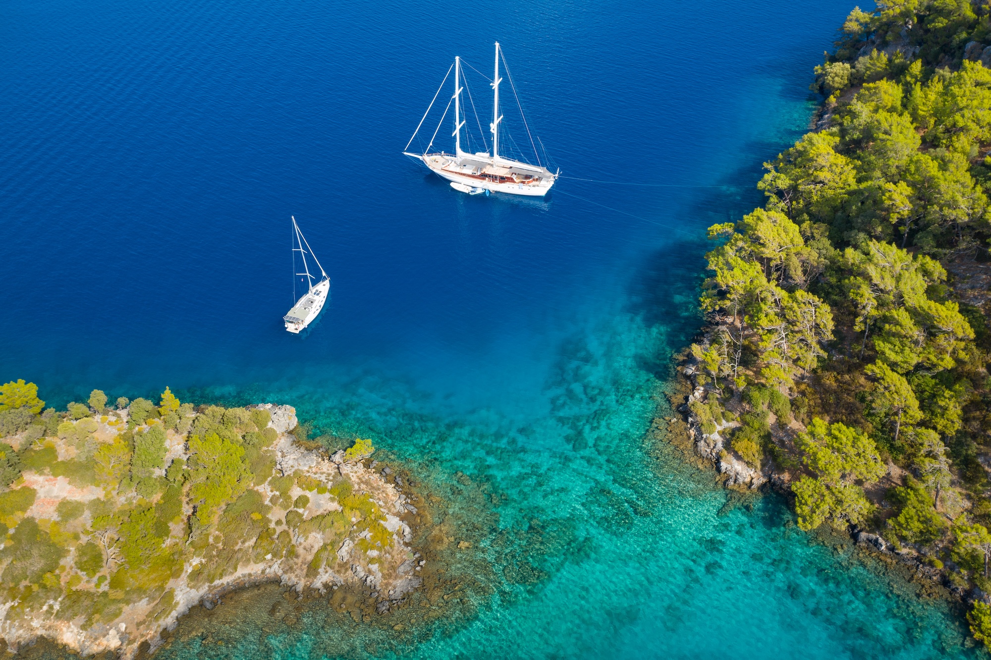 two boats from above in turkey