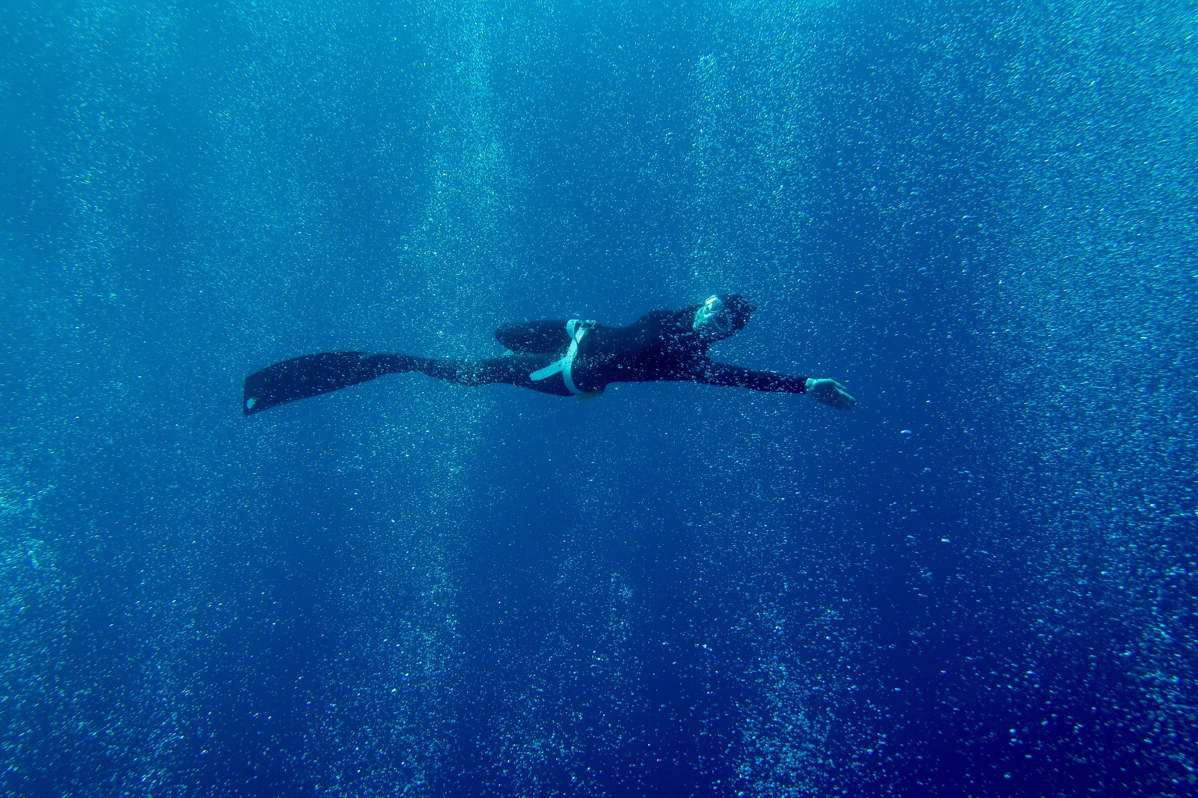 Freediving using mindful techniques