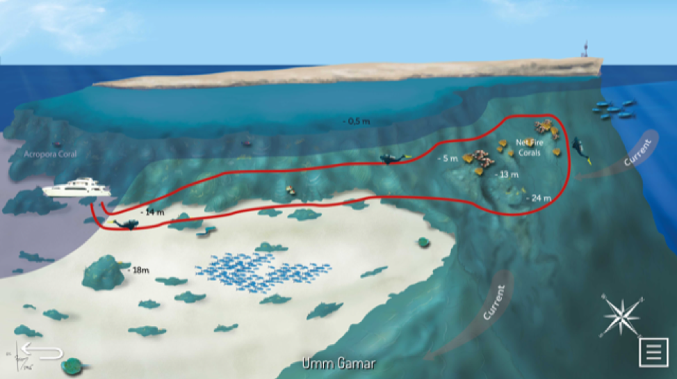 Sample dive map at Umm Gamar