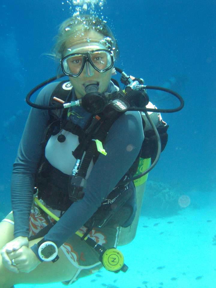 Female Presenter is Diving with Neoprene Wetsuit and Mantis Full