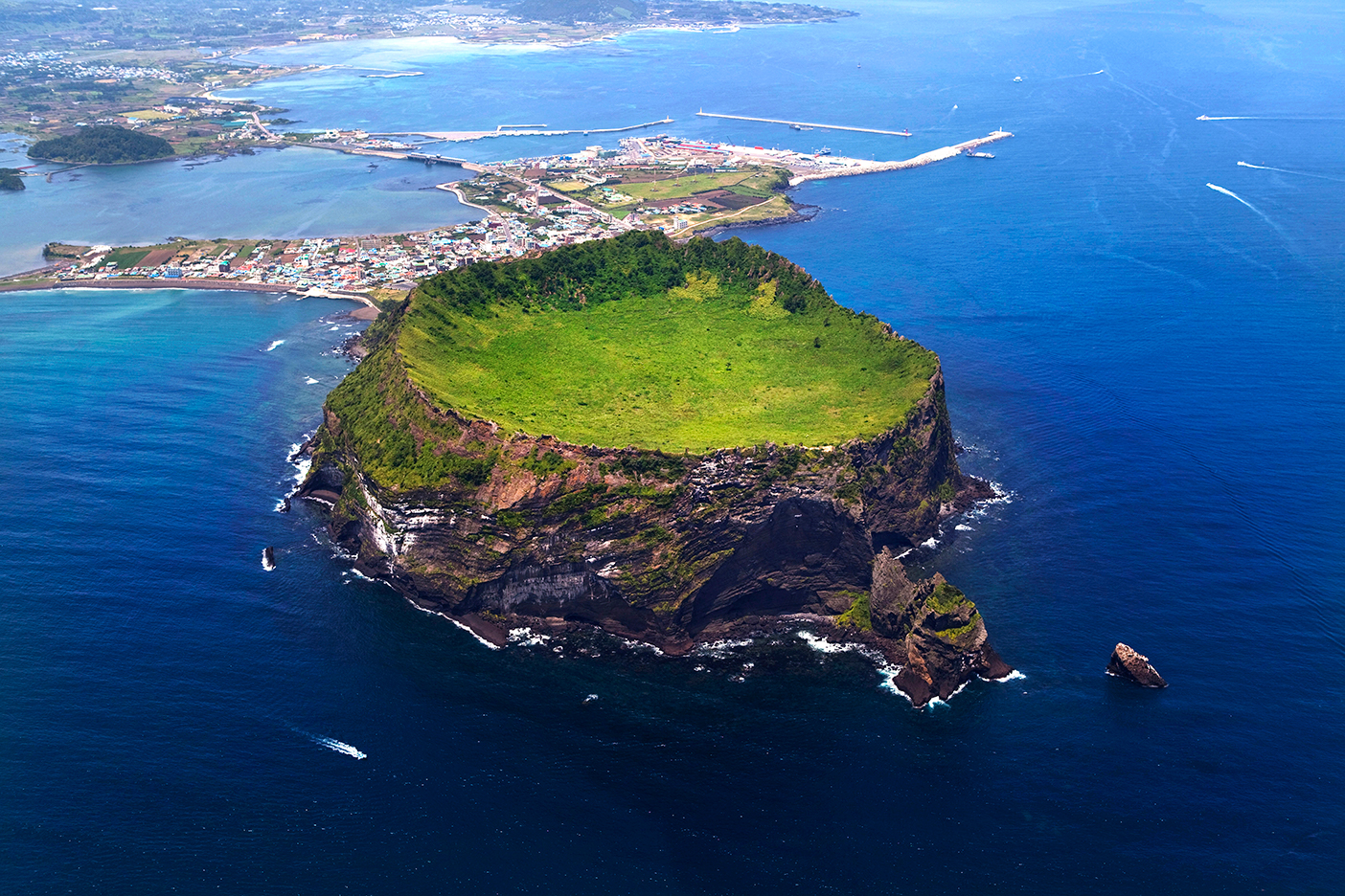 small volcanic crater in Jeju Island, South Korea - one of the best diving destinations in East Asia