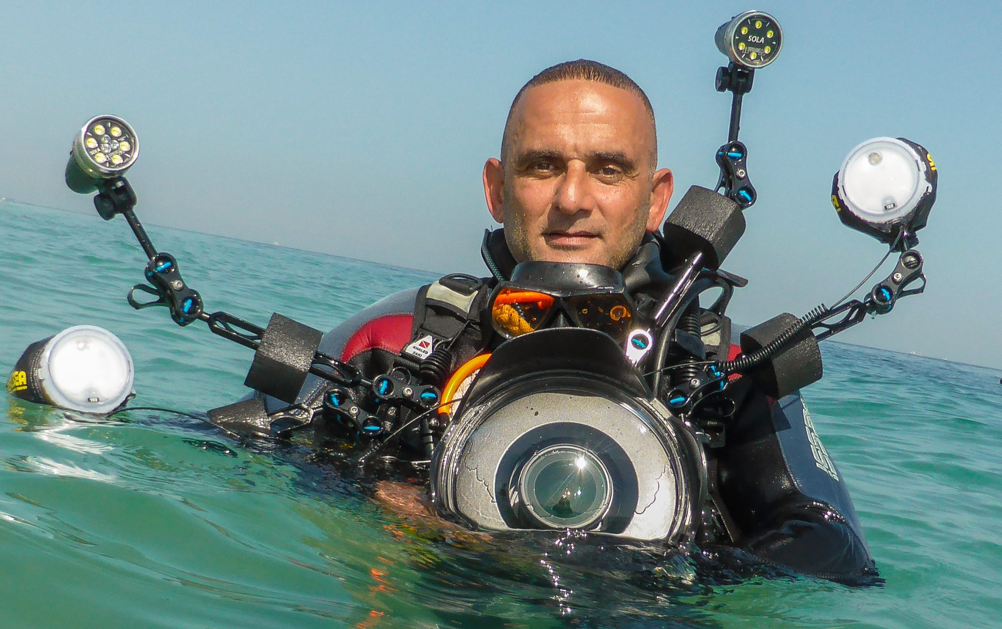Khaled Zaki with underwater camera
