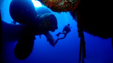 The propeller of the Zenobia, a wreck dive in Cyprus