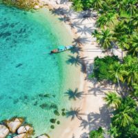 Aerial view tropical beach Sai Nuan, koh Tao, Thailand