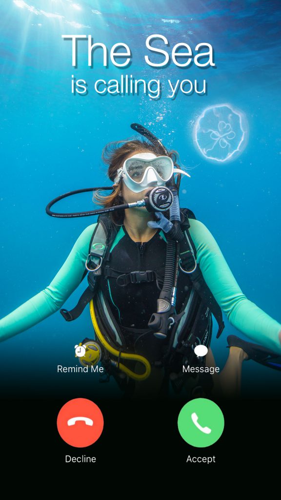 incoming call smartphone screen the sea is calling