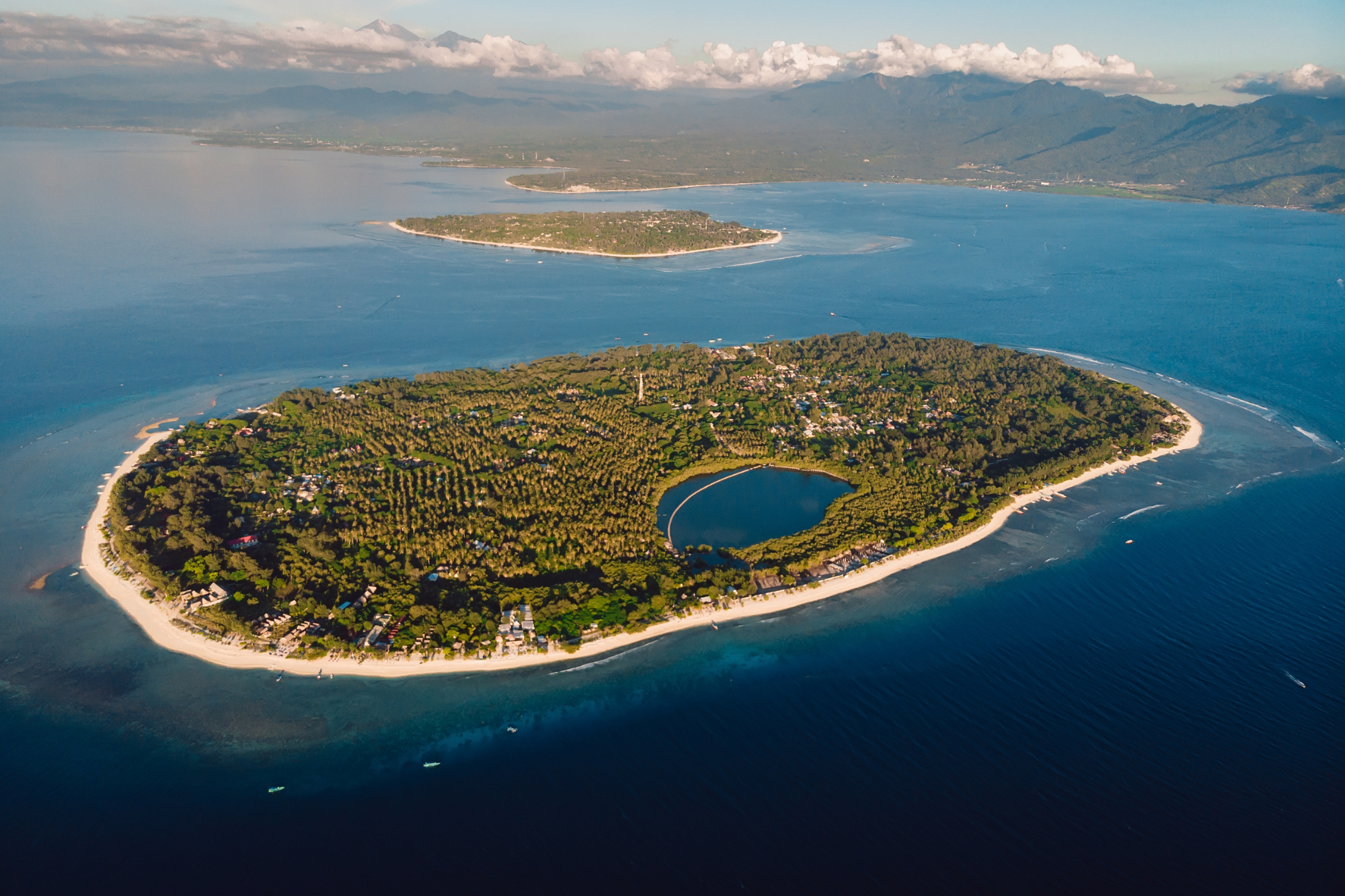 Aerial image of the Gili Islands