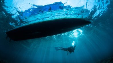 diver on a boat dive in Indonesia