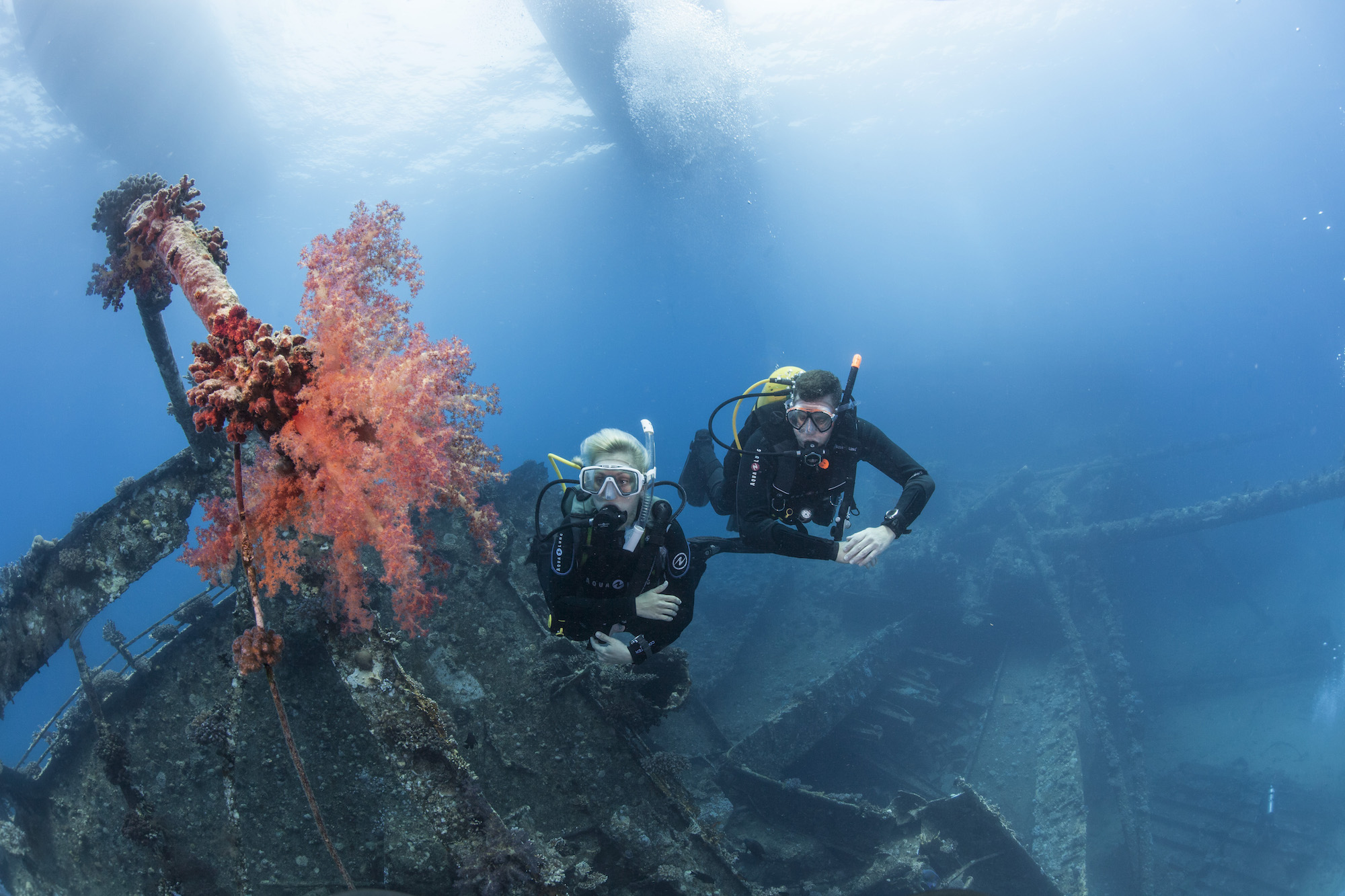 Diving in Egypt - underwater photography of divers and a wreck
