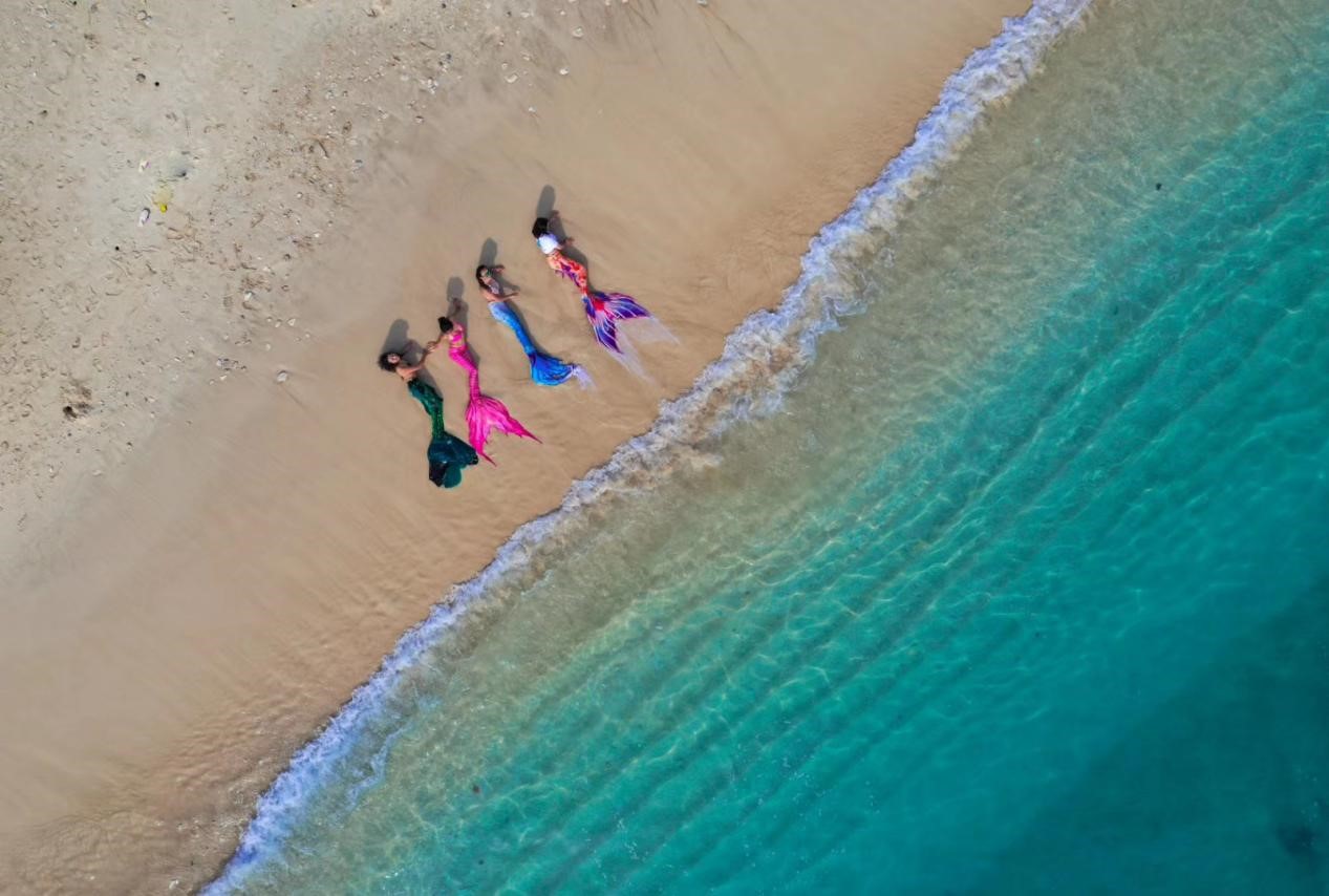 Mermaids on Beach from above