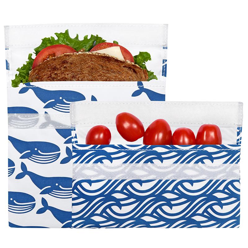 Whale and wave cloth snack bags