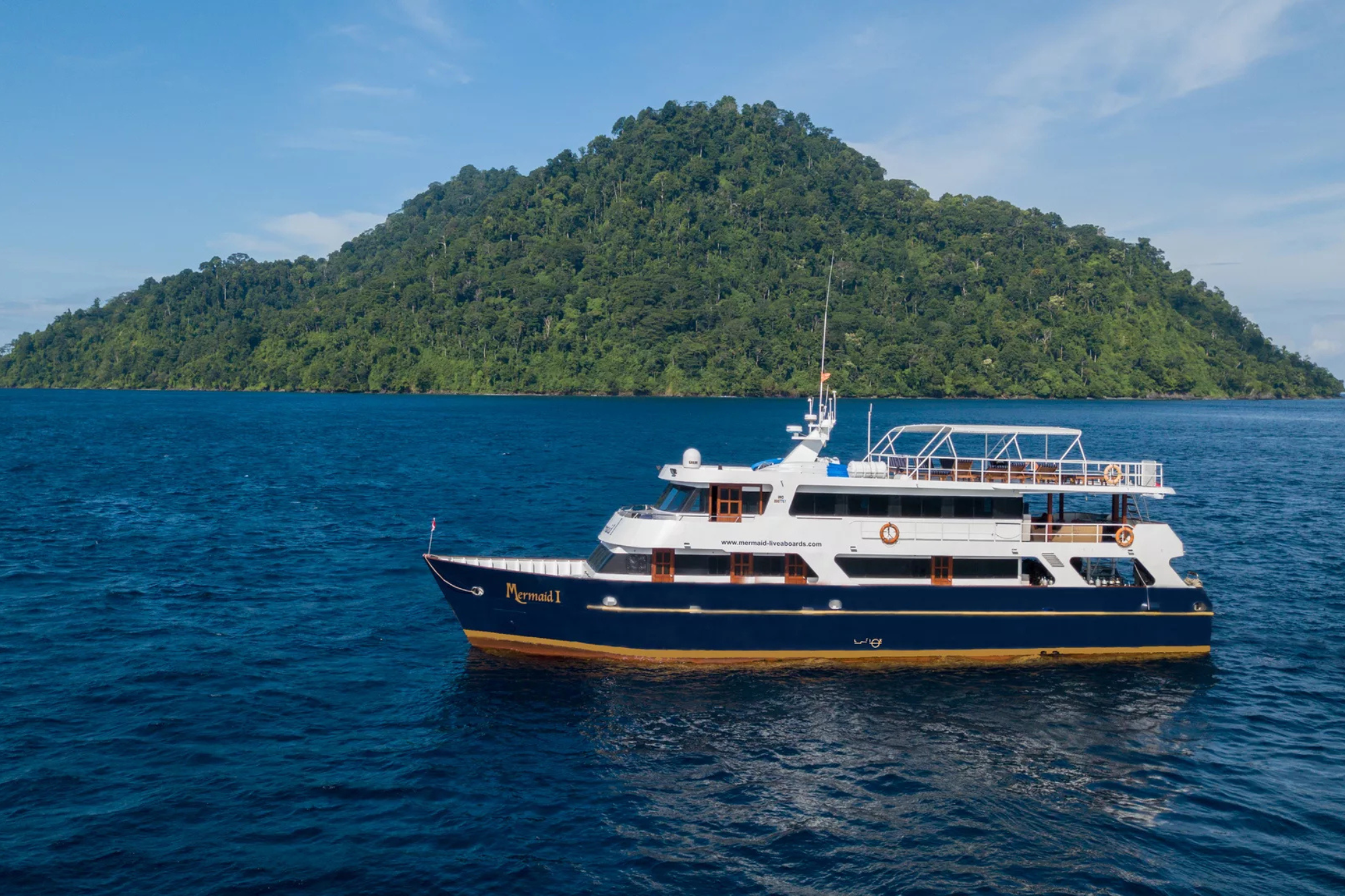 The MV Mermaid I liveaboard on the water