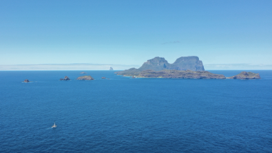 Sylfia and the Expedition Drenched crew arriving at Lord Howe Island. Image by Captain Nate Porter