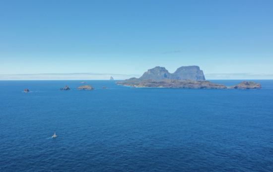 Sylfia and the Expedition Drenched crew arriving at Lord Howe Island. Image by Captain Nate Porter