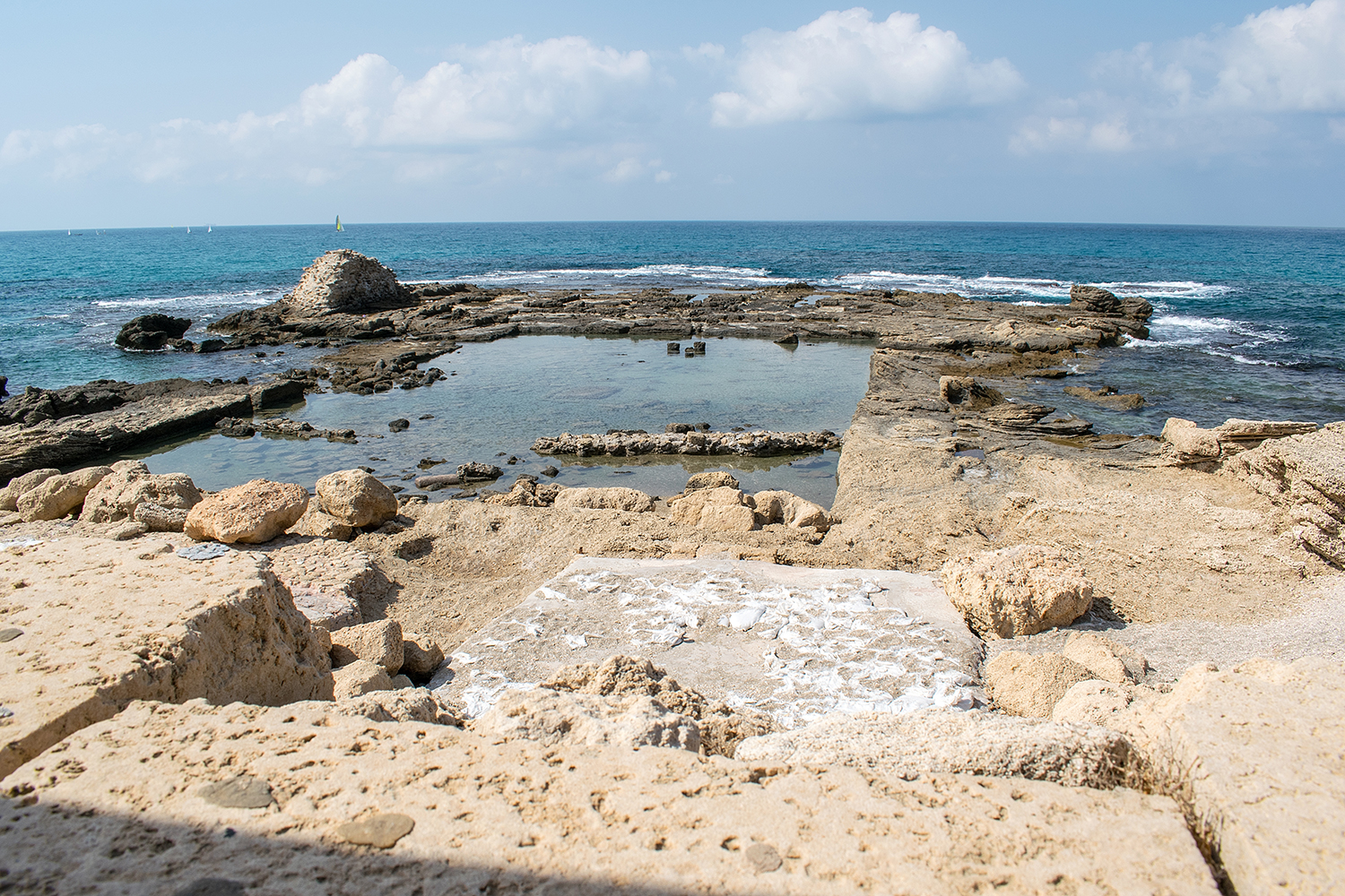 The ruins of Caesarea ancient port in Israel, which are 2,000 years old and one of the world's most unique underwater museums