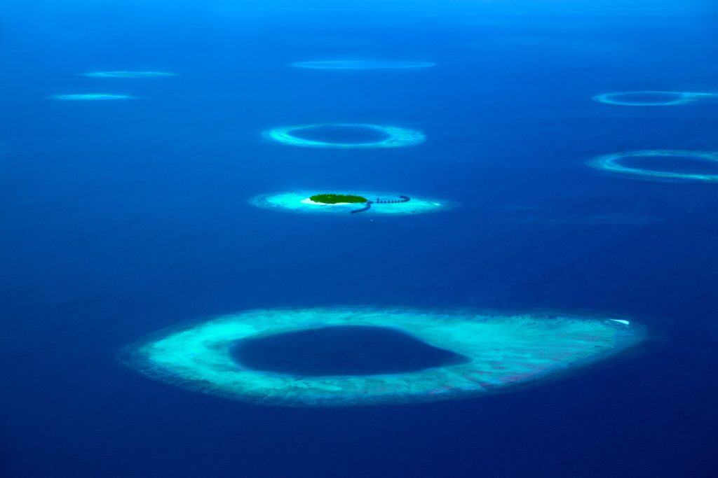 An aerial view of the Maldives