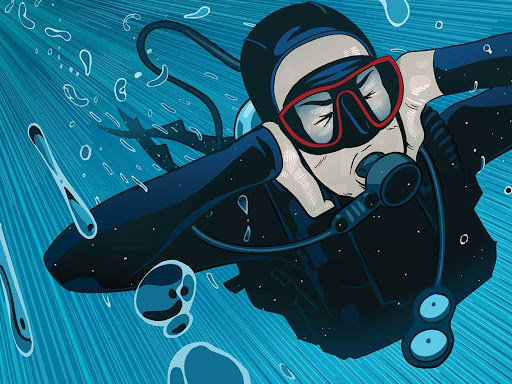 scuba diving magazine cartoon image