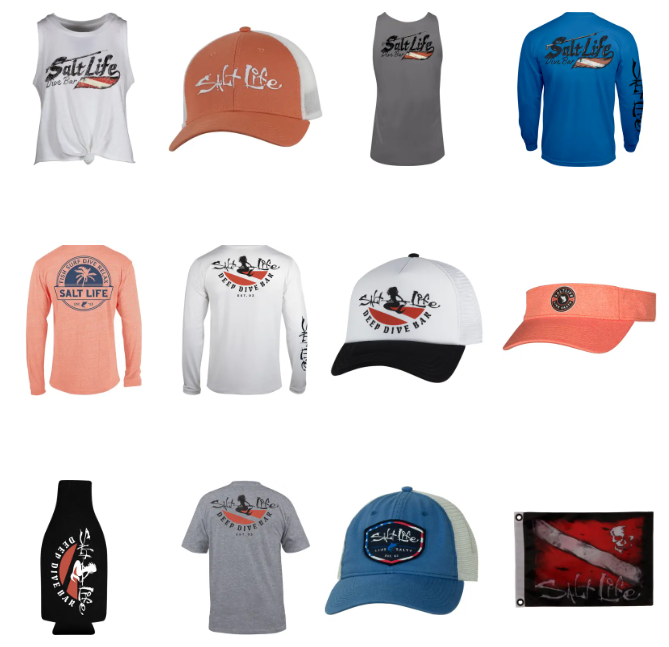 Twelve pieces of Salt Life apparel including hats and tshirts