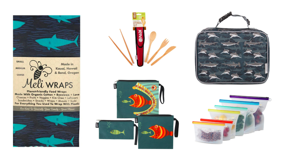 A selection of food wraps, containers and utensils to show what are the best eco-friendly products for any divers' lunchtime