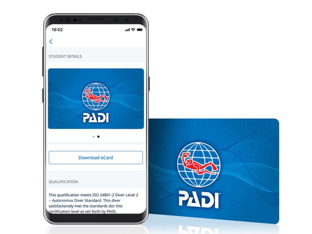 PADI eCard and plastic card