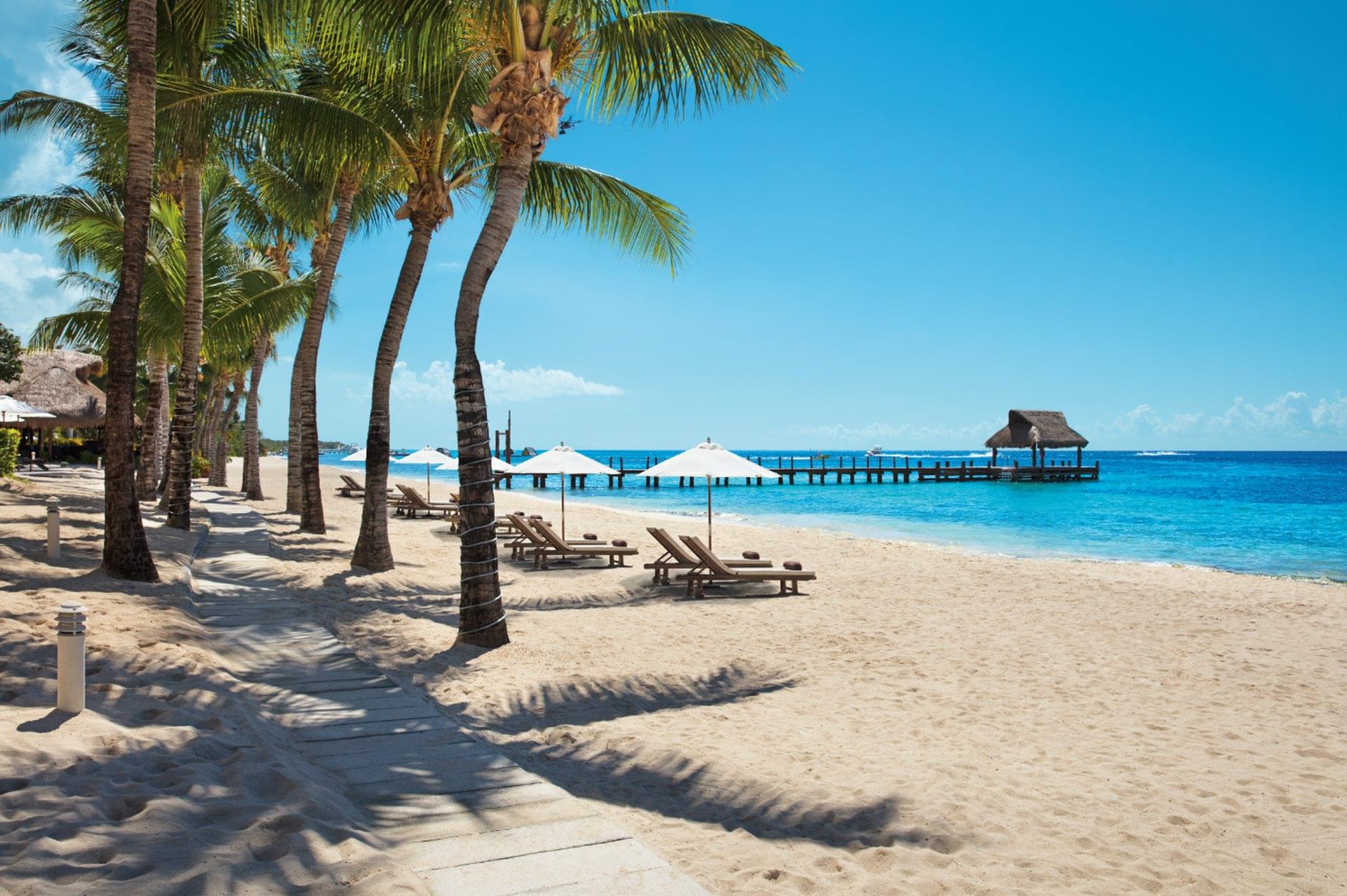 An idyllic scene of a beach in Cozumel, Mexico