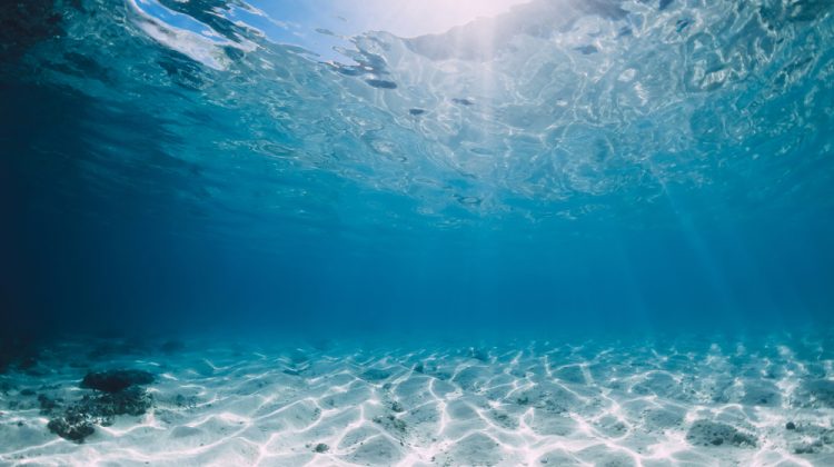 shallow water with light rays coming through