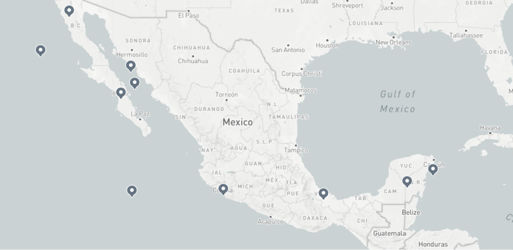 map of the best scuba diving in mexico