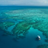 boat on the great barrier reef