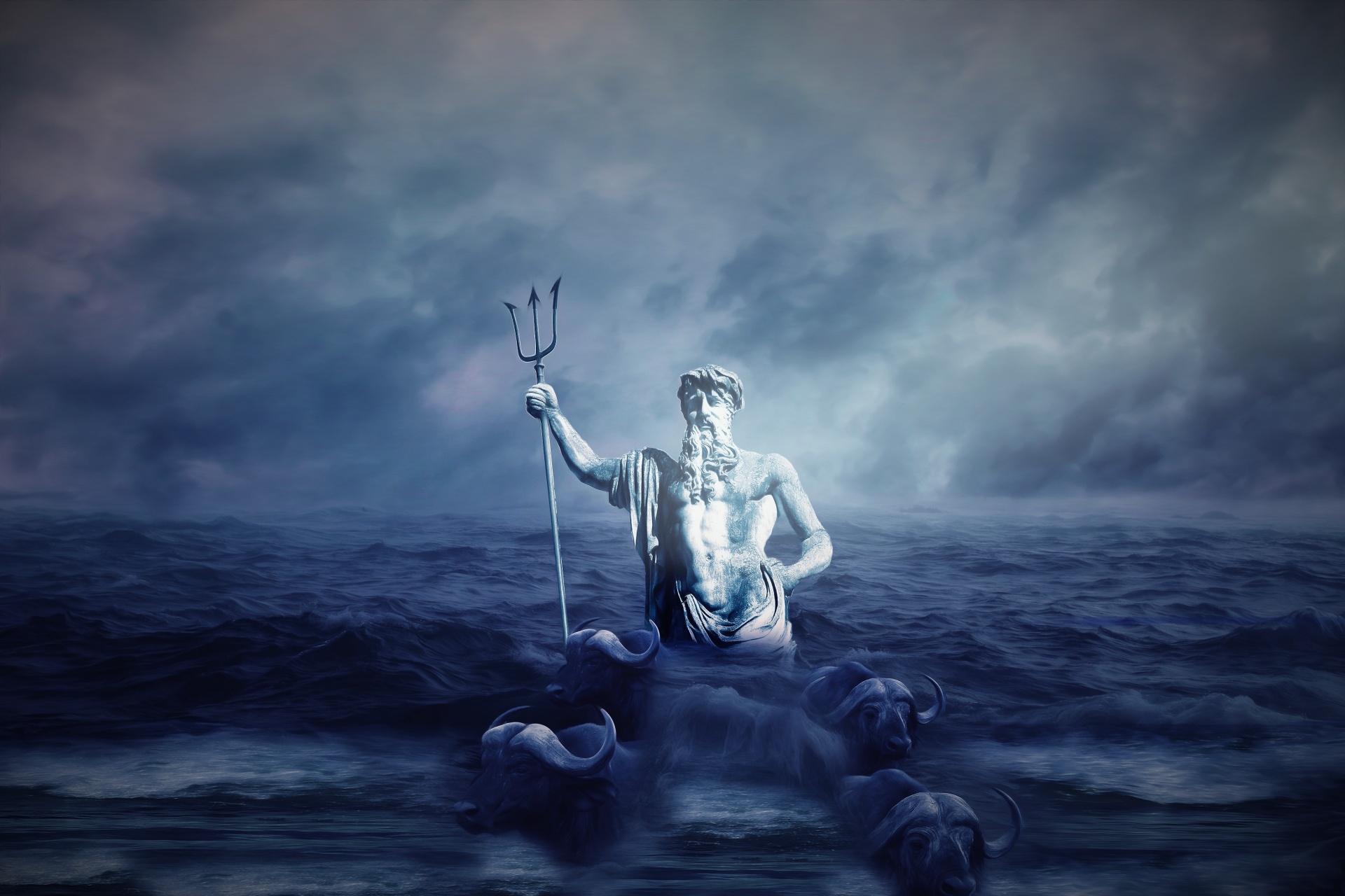 An artist's impression of Neptune, a sea god whose name often appears on lists for what are good ocean names for baby boys