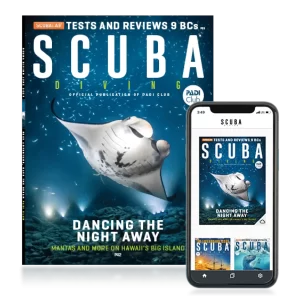 Scuba Diving Magazine cover and mobile screen
