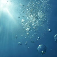 bubbles rising to the surface of the ocean