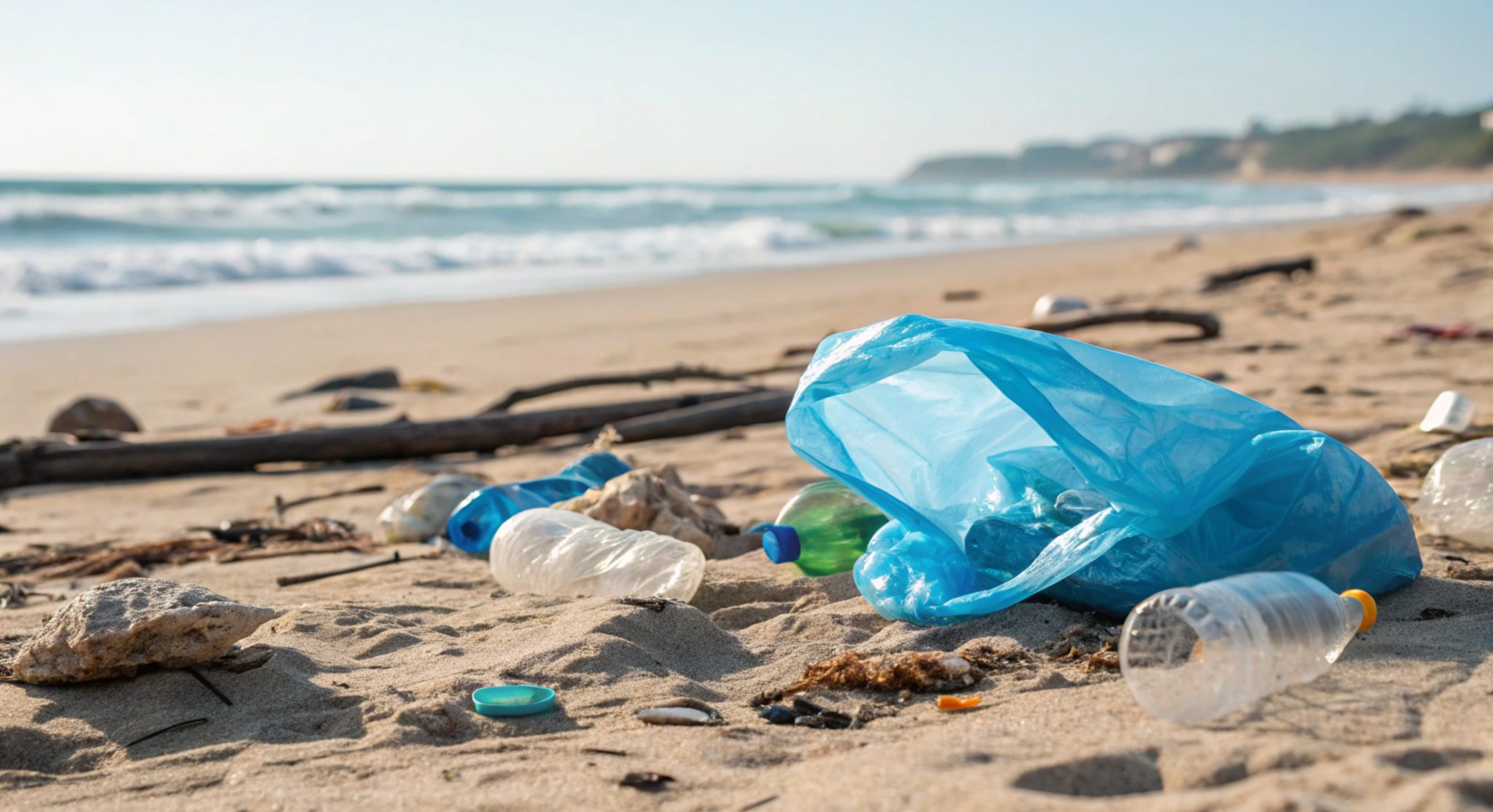 ocean pollution on the beach