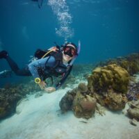a woman begins her scuba journey in curacao with a discover scuba diving experience