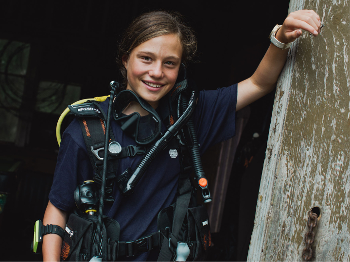 A young diver, Tiana, is part of the Aliquam 3 dive series, which helps kids discover scuba diving and Live Unfiltered